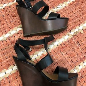 Red dress boutique wedges